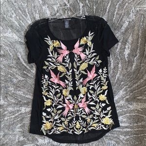 Sheer black short sleeve blouse